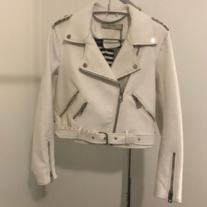 Zara Basic White Leather Jacket Size Medium